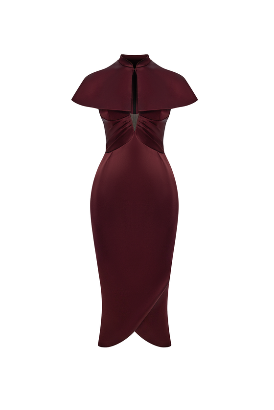 Платье миди из сатина с вырезом