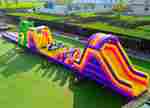 Коммерческая надувная полоса препятствий «Яркий мир», 25×3×4 м