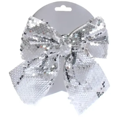 Бант на ёлку «Сияние» 16*17 см, Серебро