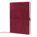 НОВИНКА! Блокнот "Питер. Мосты на Неве" в клетку А5 128 листов, гибкая обложка из экокожи (цвет винный) с блинтовым тиснением рисунка по полю