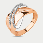 Женское кольцо из розового золота 585 пробы с фианитами (арт.023231-1102)