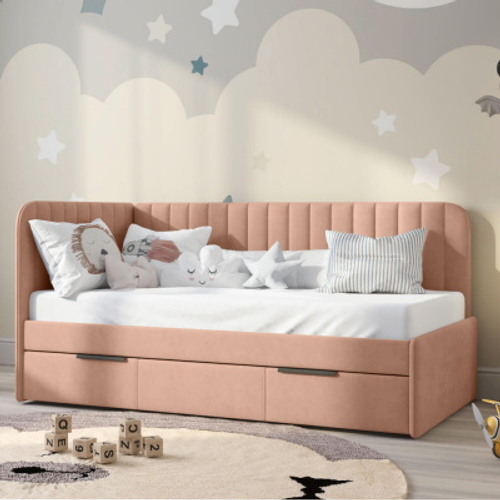 Кровать Элла (ELLA) (Левая) (900*2000 (велюр TEDDY, 304)) БОРТИК ОТДЕЛЬНО фабрика Корона