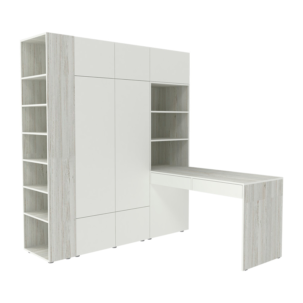 Стол письменный со стеллажом и шкафом КарИВи 1765 Винтерберг Белый