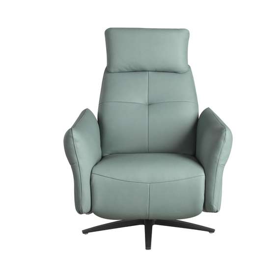 Вращающееся кресло-реклайнер 5174 из бирюзово-зелёной кожи