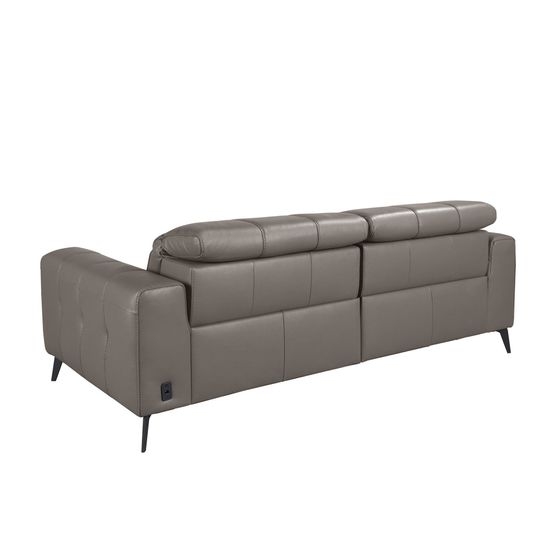 3-местный диван с реклайнером из серой кожи модель 6210