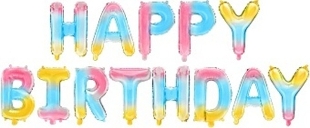Набор шаров-букв (16''/41 см) Мини-Надпись "Happy Birthday" Нежная радуга Градиент