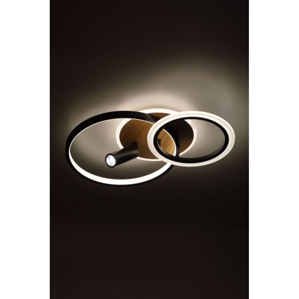Светильник потолочный светодиодный ЭРА Модерн Rondo CLL-1 85W 3K-6,5K RC BK с ДУ черный-дерево | Светильники SPB-6 с ДУ