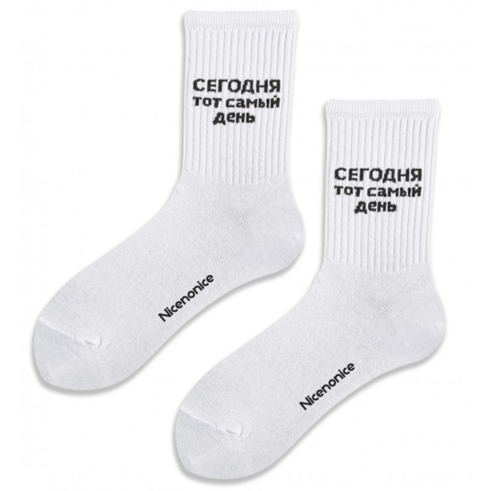 Носки Nicenonice Classic Сегодня тот самый день (Белый, 41-45)