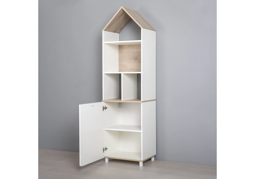 Стеллаж Эльга белый шагрень / дуб белый exclusive