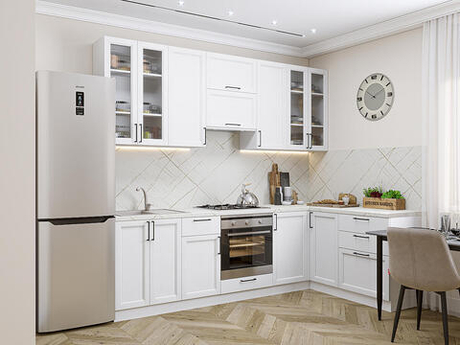 Угловая модульная кухня Сканди-04 White Silkwood - Белый 2340*2650/1590*600