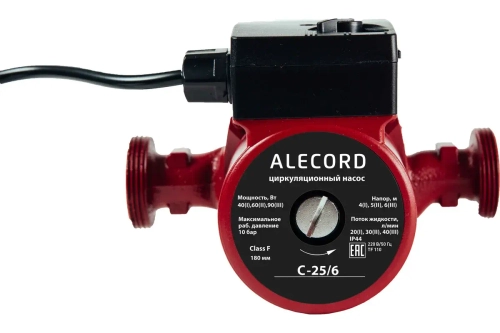 Насос циркуляционный Alecord C 25/6 (90Вт,Расход-40л/мин,Высота подъема жидкости-6м,Монтаж-180мм)201, 38828