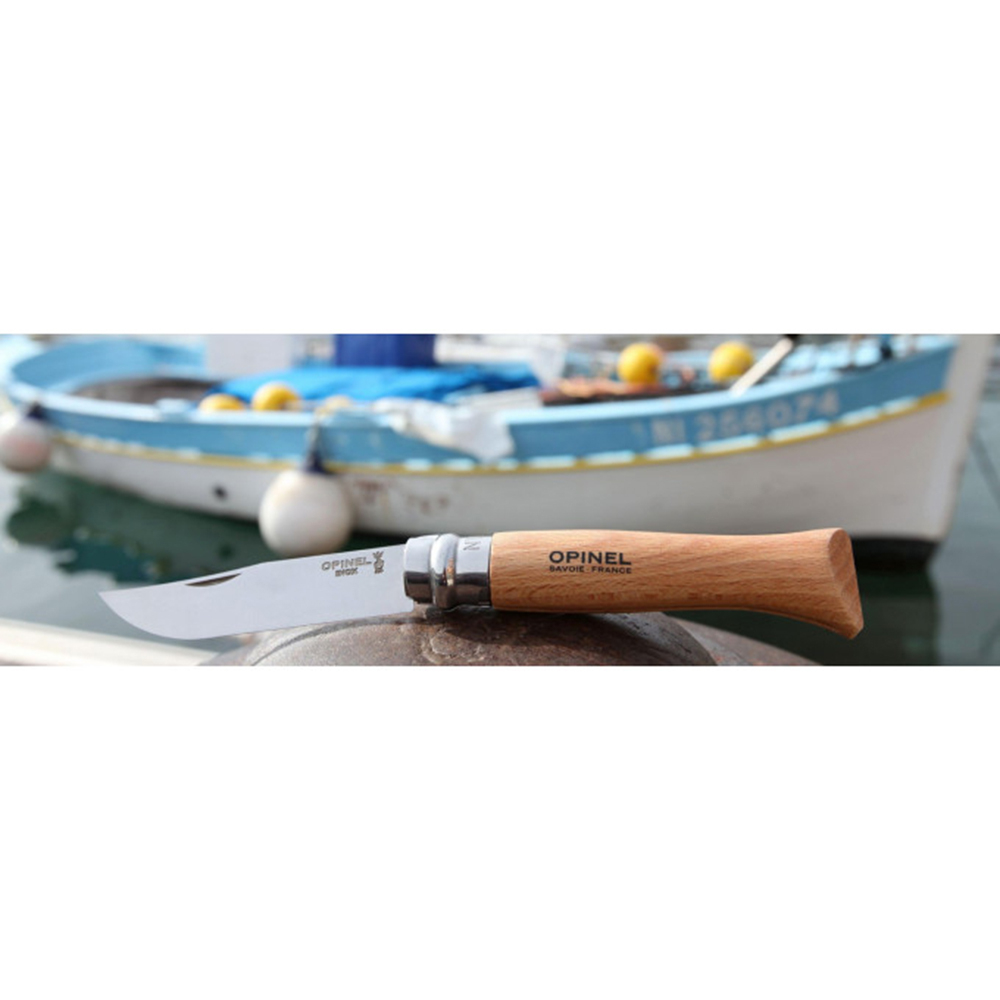 Нож Opinel №10, нержавеющая сталь, рукоять из бука, блистер