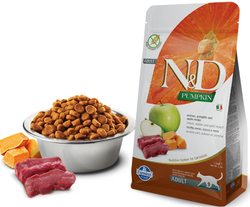 Сухой корм FARMINA N&D Pumpkin для взрослых кошек с олениной, тыквой и яблоком - 0,3 кг