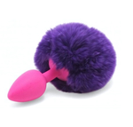 Анальная втулка розовая с заячим хвостом Medium 8,5 см