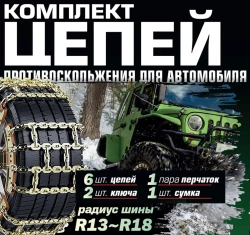 Комплект цепей-браслетов противоскольжения для автомобилей, 10пр (радиус шины R13-R18) RockFORCE RF-73866