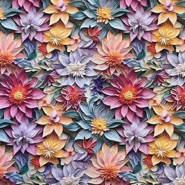 В ПУТИ, ЦВЕТЫ 3D, 100% хлопок Handmade Fabrics 1