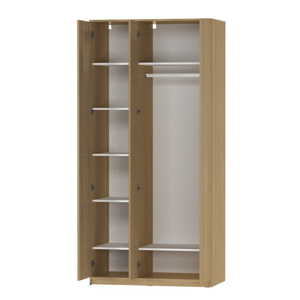 Шкаф распашной ВАРМА СТОР 105 с зеркалом, 222*105*57 см, скандинавский дуб