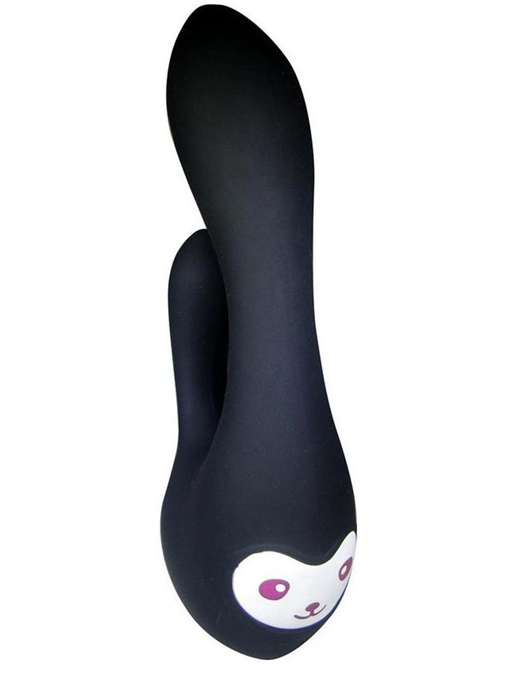 Чёрный вибратор Shimoji Panda Bear с клиторальным отростком - 14 см. (Цвет: черный)