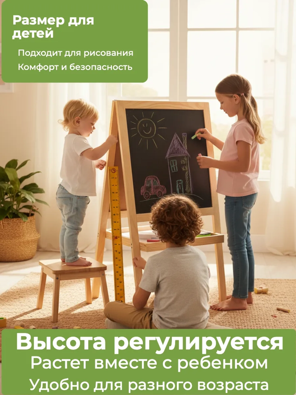 Мольберт детский магнитная доска с алфавитом 40х27 см