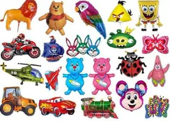 Фигурные фольгированные шарики 32" надутые гелием в ассортименте