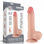 Фаллоимитатор Lovetoy Sliding Skin (20×3,9 см) с двойным покрытием телесный