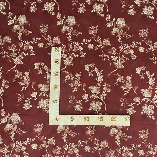 ЦВЕТЫ НА РАЗМЫТОМ ВИШНЕВОМ ФОНЕ - 100% хлопок 2