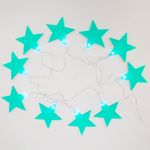 Гирлянда светодиодная Звездопад бирюзовая 10 LED, 2,25 м, прозрачный ПВХ, белый цвет свечения, 2 х А