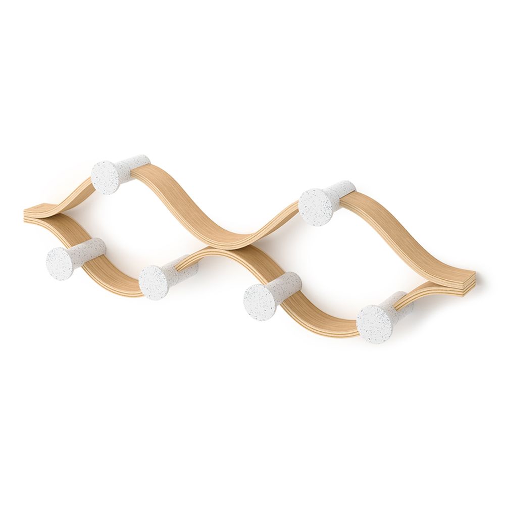 Вешалка настенная Montage, 6 крючков, натуральное дерево/белая