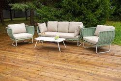 "Фиджи" лаунж-зона 5-местная плетеная из роупа (веревки), каркас алюминиевый светло-серый, роуп зеленый (4204)