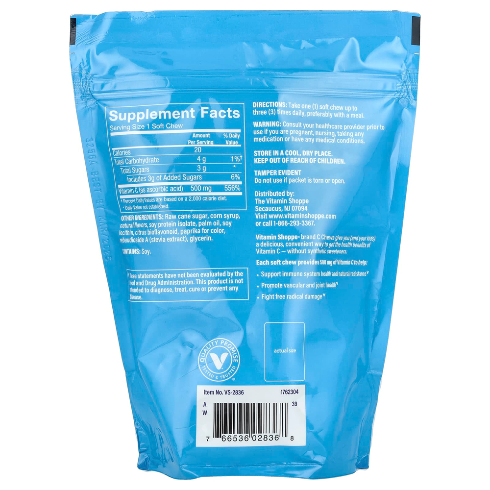 The Vitamin Shoppe, Жевательные таблетки с витамином C, апельсин, 60 жевательных таблеток