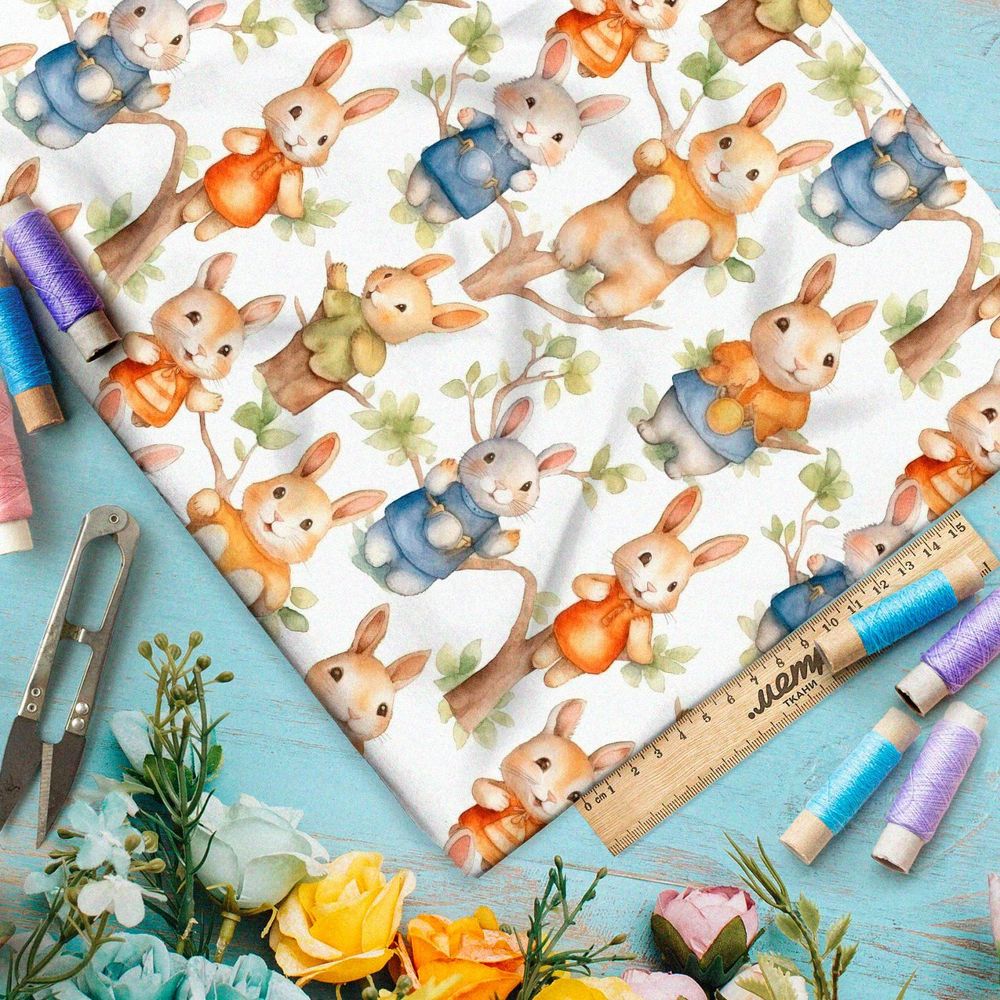 Ткань премиум мембрана семейство зайцев