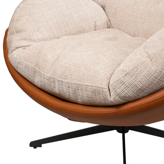 Кресло Tiron, серый шенилл, оранжевая экокожа