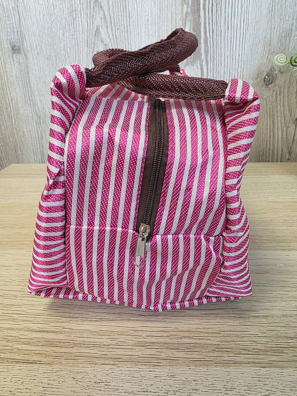 Термосумка для обеда, розовая в полоску 0331-4
