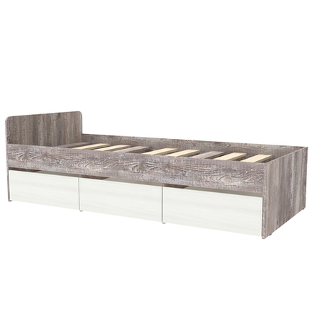 Кровать односпальная КарИВи КИВи Бетон Белое Дерево