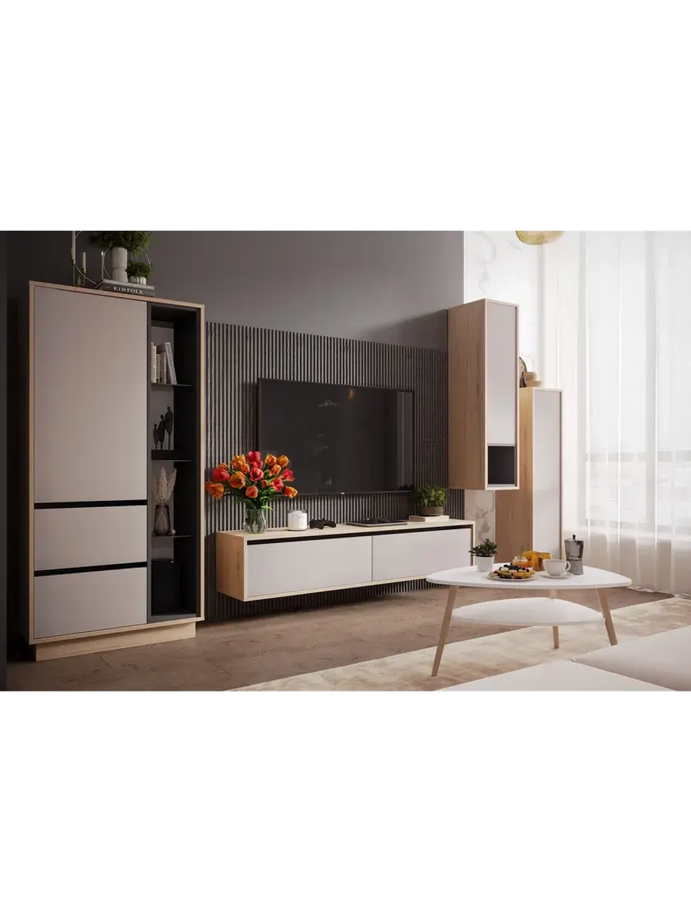 Модульная стенка со шкафом Туя светлая 29х32х150