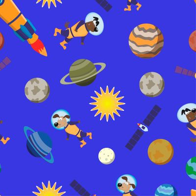 веселый космос с собаками космонавтами