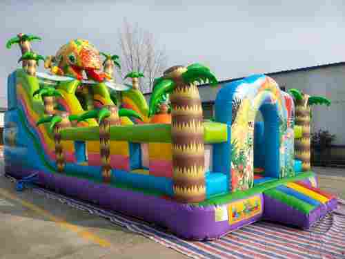 Коммерческий надувной батут "Хамелеон и динозавры", 10x5x5.5 м.