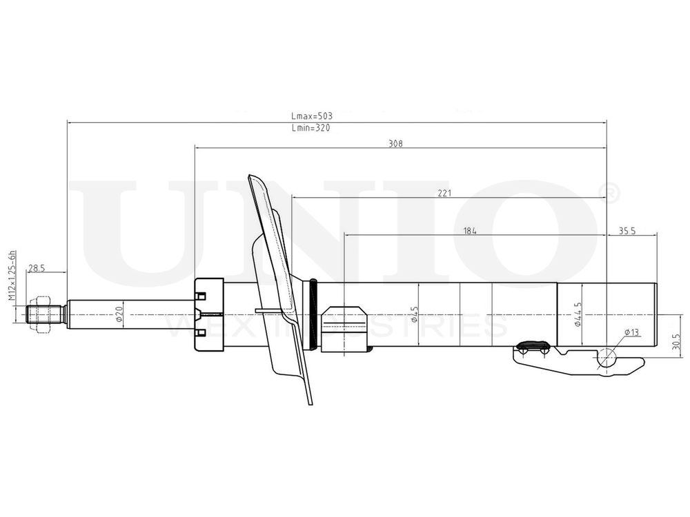Амортизатор газовый передней подвески UNIO SAB-10610