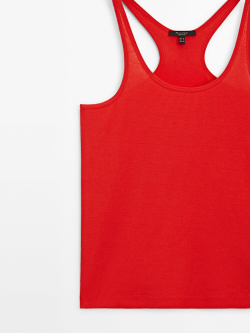 Massimo Dutti Топ из 100% хлопка с бретелями, красный