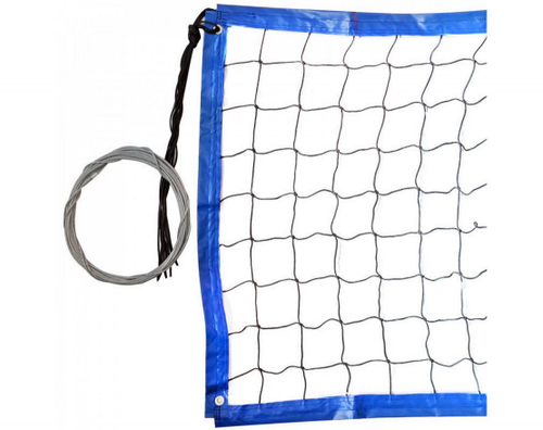 Сетка для пляжного волейбола 8.5х1м,нить 3мм ПП,верх,нижн,бок.ленты 5 см.СИН.цв., метал.тр,черн
