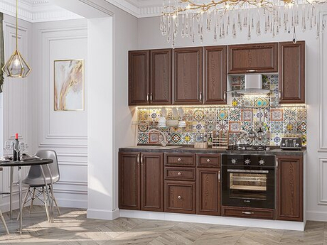 Прямая модульная кухня Шале-01 Brown Dreamline - Белый 2140*2200*600