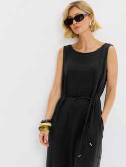 Льняной сарафан макси с карманами