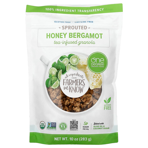 One Degree Organic Foods, гранола с пророщенным чаем, мед и бергамот, 283 г (10 унций)