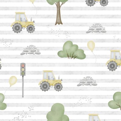Детский принт с тракторами