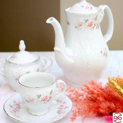 Кофейный сервиз Bernadotte Серая роза платина 6 персон 17 предметов