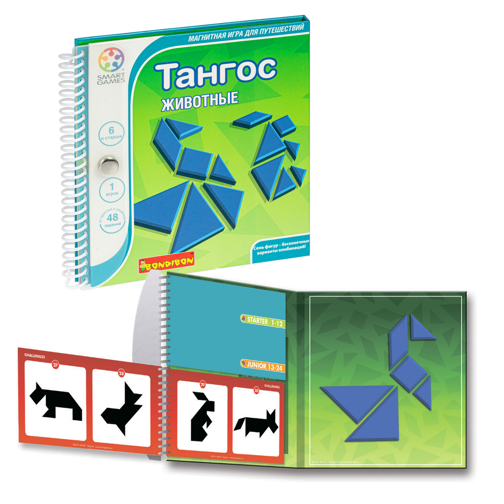 Логическая, магнитная игра для путешествий «Тангос животные»