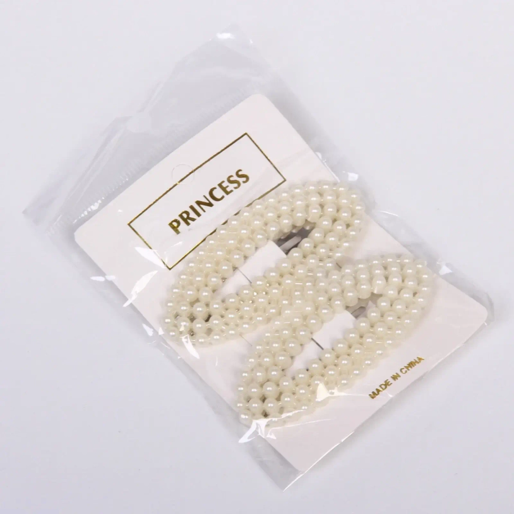 Зажимы для волос 2шт «New collection», овал, цвет белый, 7,5*3,2см