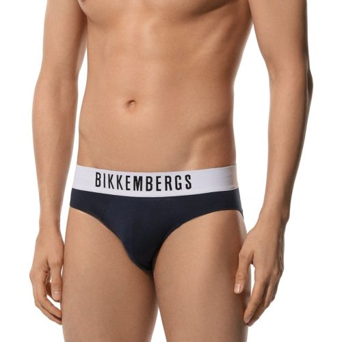 Мужские трусы брифы синие набор 2 в 1 Bikkembergs ELEGANCE BKK1USP10BI/2