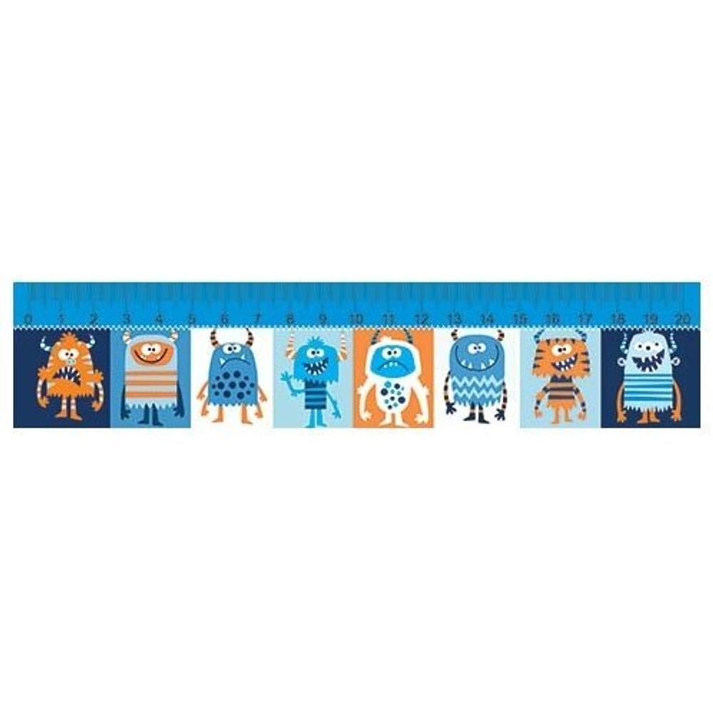 Закладка - линейка Мир открыток, 216*50 мм &quot;Монстрики&quot;, синяя, 20 см