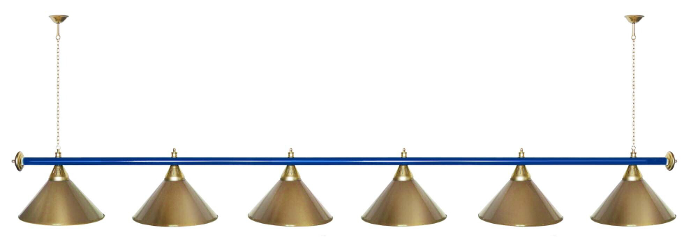 Лампа STARTBILLIARDS 6 пл. (плафоны зеленые,штанга зеленая,фурнитура золото)